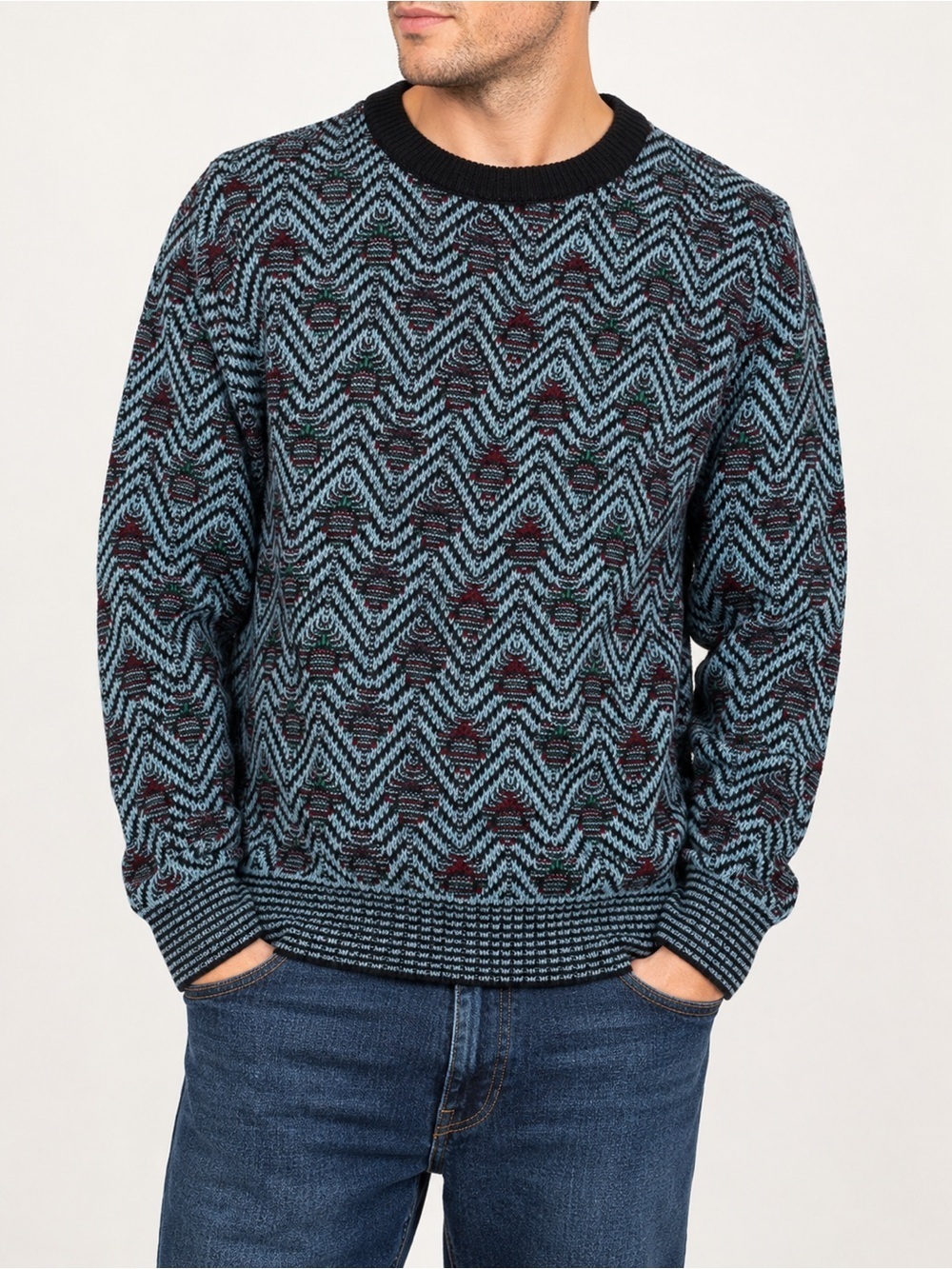 Vintage Knit Sweater XL – Chevron Geometric Pattern, Made in Canada